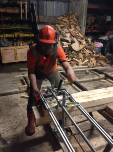 Conor making a few finishing touches with the Alaskan mill a couple of nights before the big day.